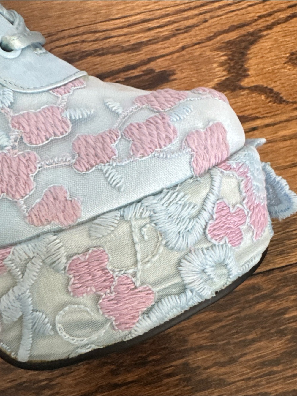 8 Sugar Thrillz Light Blue Lace-Up Floral Embroidered Platform butterfly Boots - Picture 5 of 16